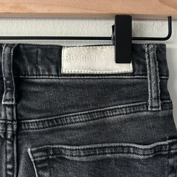 RE/DONE Originals High Rise Crop Skinny Jeans Faded Black Women's Size 25 - Picture 7 of 11